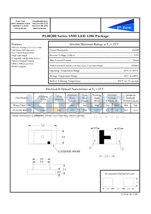 PL00200-WCG13 datasheet - SMD LED 1206 Package