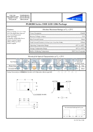 PL00200-WCW03 datasheet - SMD LED 1206 Package