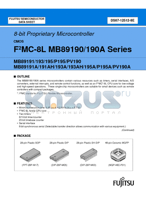 MB89190A datasheet - 8-bit Proprietary Microcontroller CMOS