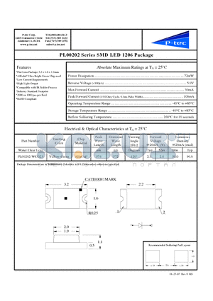 PL00202-WCG23 datasheet - SMD LED 1206 Package
