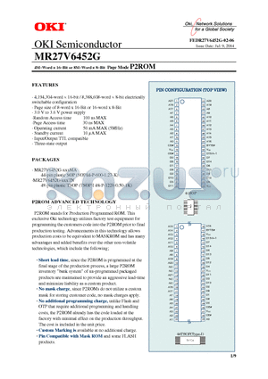 MR27V6452G-XXXTN datasheet - 4M-Word x 16-Bit or 8M-Word 8-Bit P2ROM