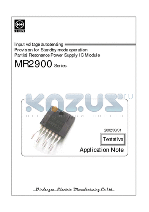 MR2920 datasheet - Provision for Standby mode operation Partial Resonance Power Supply IC Module