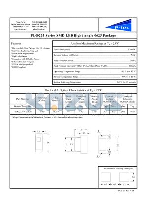 PL00235-WCB08 datasheet - SMD LED Right Angle 0623 Package