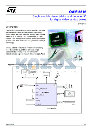 QAMI5516AUA datasheet - Single module demodulator and decoder IC for digital video set-top boxes