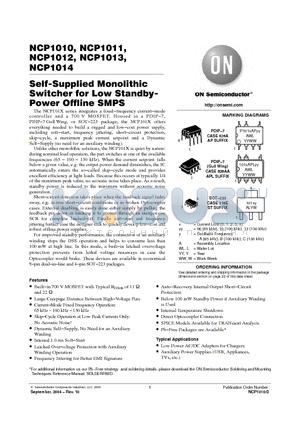 NCP1014AP100 datasheet - Self-Supplied Monolithic Switcher for Low Standby- Power Offline SMPS