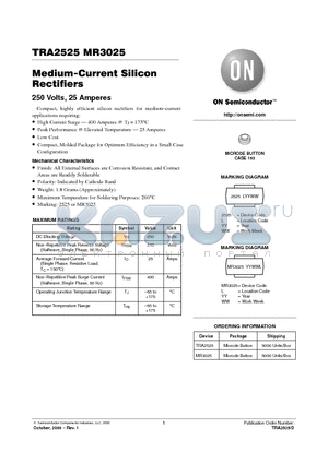 MR3025 datasheet - Medium-Current Silicon Rectifiers