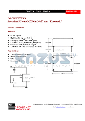 OE-A8HTYZEL datasheet - Precision SC-cut OCXO in 36x27 mm Europack