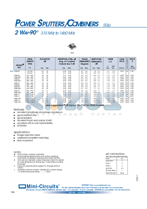 QBA-07 datasheet - POWER SPLITTERS/COMBINERS