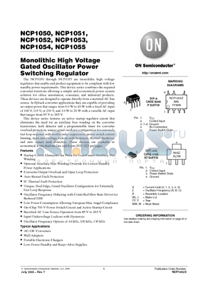 NCP1050P100 datasheet - Monolithic High Voltage Gated Oscillator Power Switching Regulator