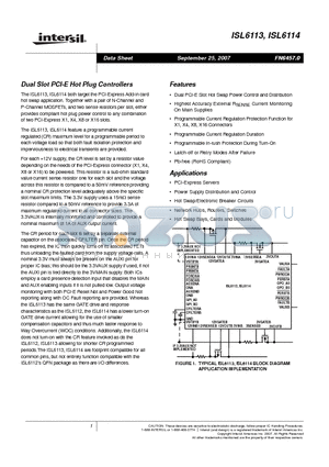 ISL6114IRZA-T datasheet - Dual Slot PCI-E Hot Plug Controllers