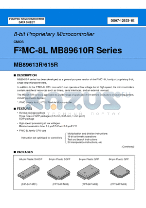 MB89615RPF datasheet - 8-bit Proprietary Microcontroller