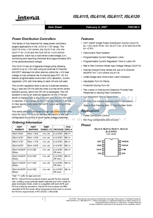 ISL6116CBZA datasheet - Power Distribution Controllers