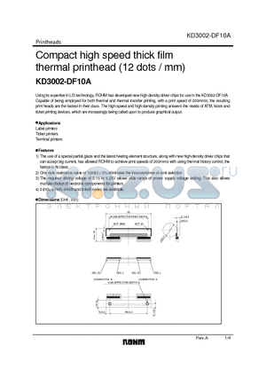 KD3002-DF10A_07 datasheet - Compact high speed thick film thermal printhead (12 dots / mm)