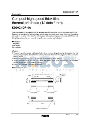 KD3003-DF10A_07 datasheet - Compact high speed thick film thermal printhead (12 dots / mm)