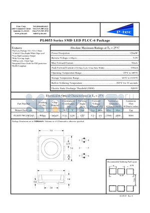 PL0055-WC4W24Z datasheet - SMD LED PLCC-6 Package