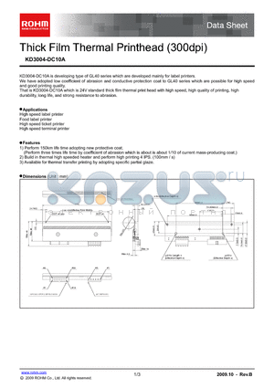 KD3004-DC10A_09 datasheet - Thick Film Thermal Printhead (300dpi)