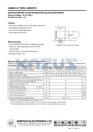 LM4001G datasheet - SURFACE MOUNT GLASS PASSIVATED SILICON RECTIFIERS