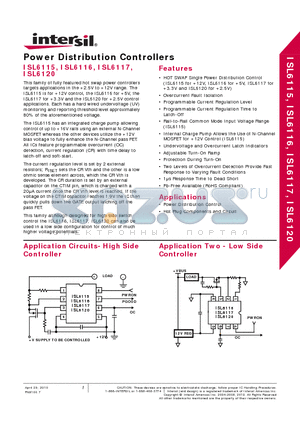 ISL6120 datasheet - Power Distribution Controllers