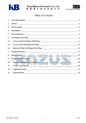 KD83 datasheet - LCD Driver