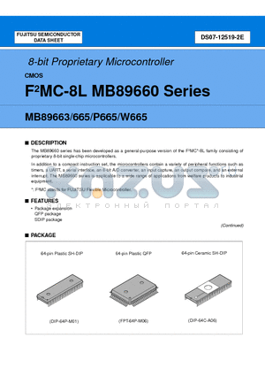 MB89663P-SH datasheet - 8-bit Proprietary Microcontroller
