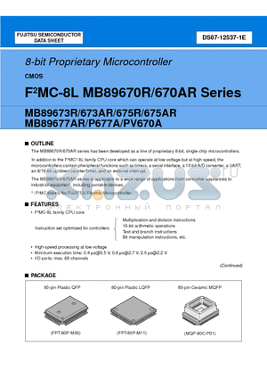 MB89675AR datasheet - 8-bit Proprietary Microcontroller