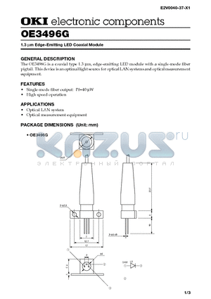 OE3496G datasheet - 1.3 lm Edge-Emitting LED Coaxial Module