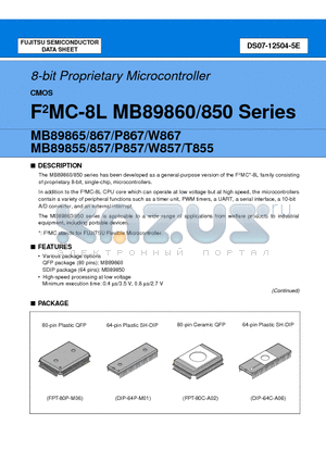 MB89855P-SH datasheet - 8-bit Proprietary Microcontroller
