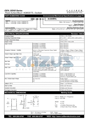 OEH100T datasheet - Plastic Surface Mount / HCMOS/TTL Oscillator