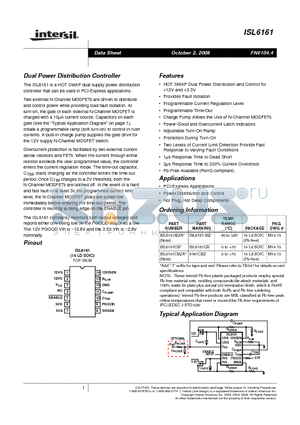 ISL6161CBZA datasheet - Dual Power Distribution Controller