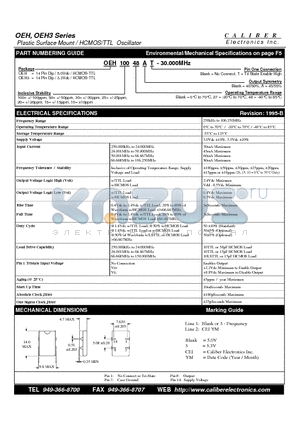 OEH1027T datasheet - Plastic Surface Mount / HCMOS/TTL Oscillator