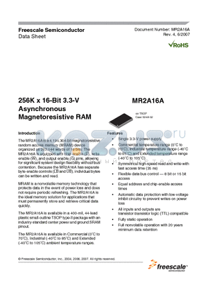 MR4A08ACYS35 datasheet - 256K x 16-Bit 3.3-V Asynchronous Magnetoresistive RAM