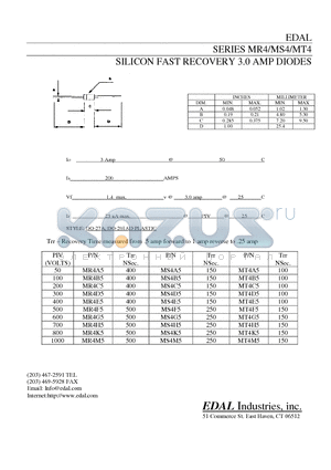 MR4D5 datasheet - SILICON FAST RECOVERY 3.0 AMP DIODES
