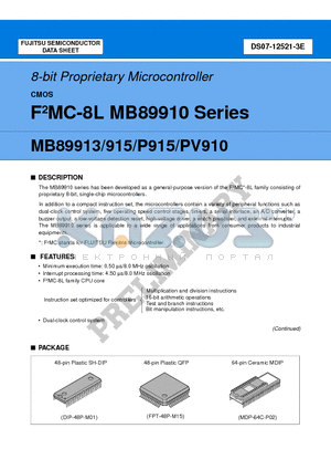 MB89913P-SH datasheet - 8-bit Proprietary Microcontroller