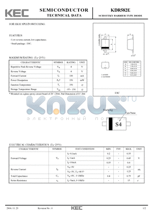 KDR582E datasheet - SCHOTTKY BARRIER TYPE DIODE