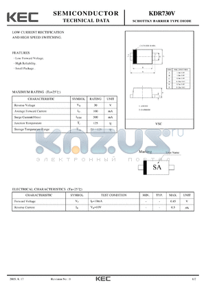 KDR730V datasheet - SCHOTTKY BARRIER TYPE DIODE