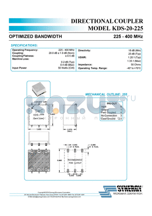 KDS-20-225 datasheet - DIRECTIONAL COUPLER MODEL