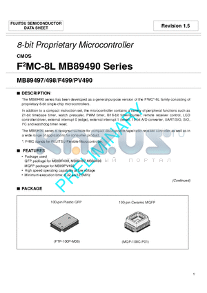 MB89F499 datasheet - 8-bit Proprietary Microcontroller