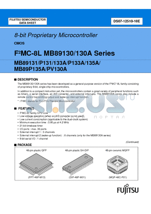 MB89P133A datasheet - 8-bit Proprietary Microcontroller