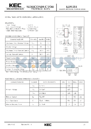 KDS184 datasheet - SILICON EPITAXIAL PLANAR DIODE (ULTRA HIGH SPEED SWITCHING)
