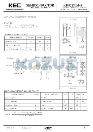 KDS2236S datasheet - VARIABLE CAPACITANCE DIODE SILICON EPITAXIAL PLANAR DIODE