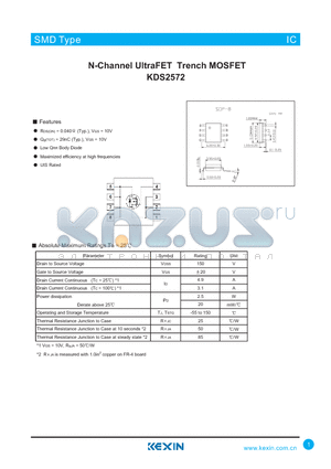 KDS2572 datasheet - N-Channel UltraFET Trench MOSFET