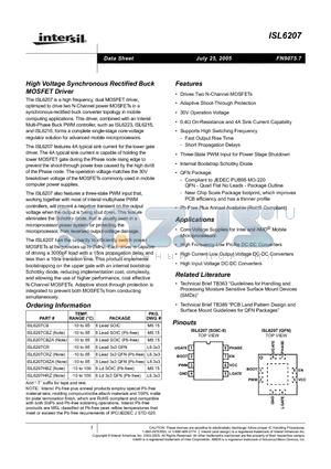 ISL6207 datasheet - High Voltage Synchronous Rectified Buck MOSFET Driver