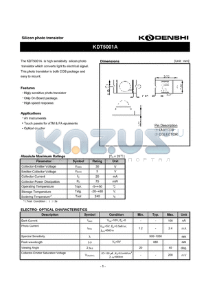 KDT5001A_0604 datasheet - Silicon photo transistor