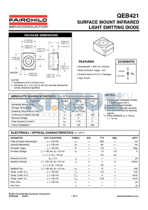 QEB421 datasheet - SURFACE MOUNT INFRARED