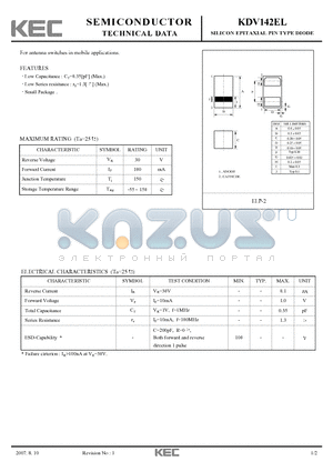 KDV142EL_07 datasheet - SILICON EPITAXIAL PIN TYPE DIODE