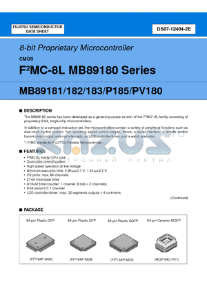 MB89P185PFM-102 datasheet - 8-bit Proprietary Microcontroller