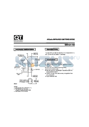 QEC122 datasheet - AIGAAS INFRARED EMITTING DIODE