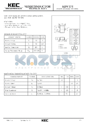 KDV174 datasheet - SILICON EPITAXIAL PIN DIODE(VHF-UHF BAND RF ATTENUATOR APPLICATION, AGC FOR AM/FM TUNER)