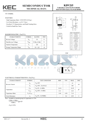 KDV215 datasheet - SILICON EPITAXIAL PLANAR DIODE