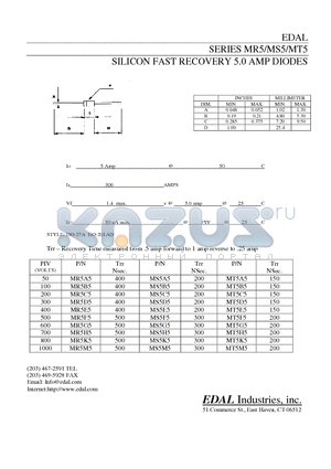 MR5A5 datasheet - SILICON FAST RECOVERY 5.0 AMP DIODES